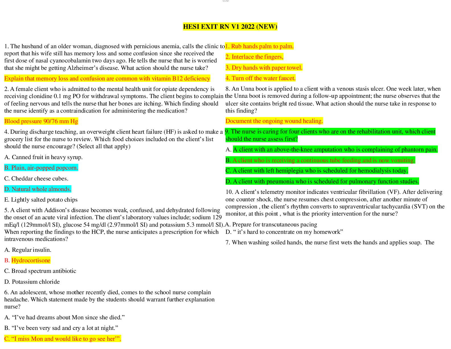 Preview image of HESI EXIT RN V1 2022 (NEW) document